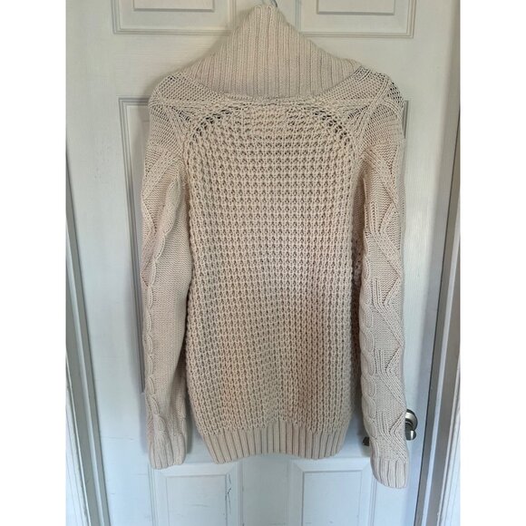 Weatherproof Cream Cable Knit Long Sleeve Fishman Men's Sweater Size Medium - Picture 6 of 12